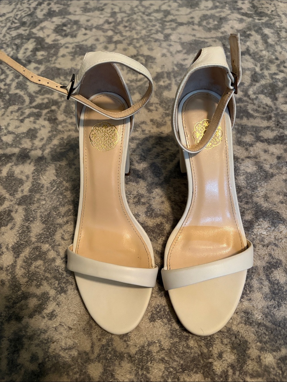 Grace Loves Lace White Ankle-Strap Block Heel Sandals